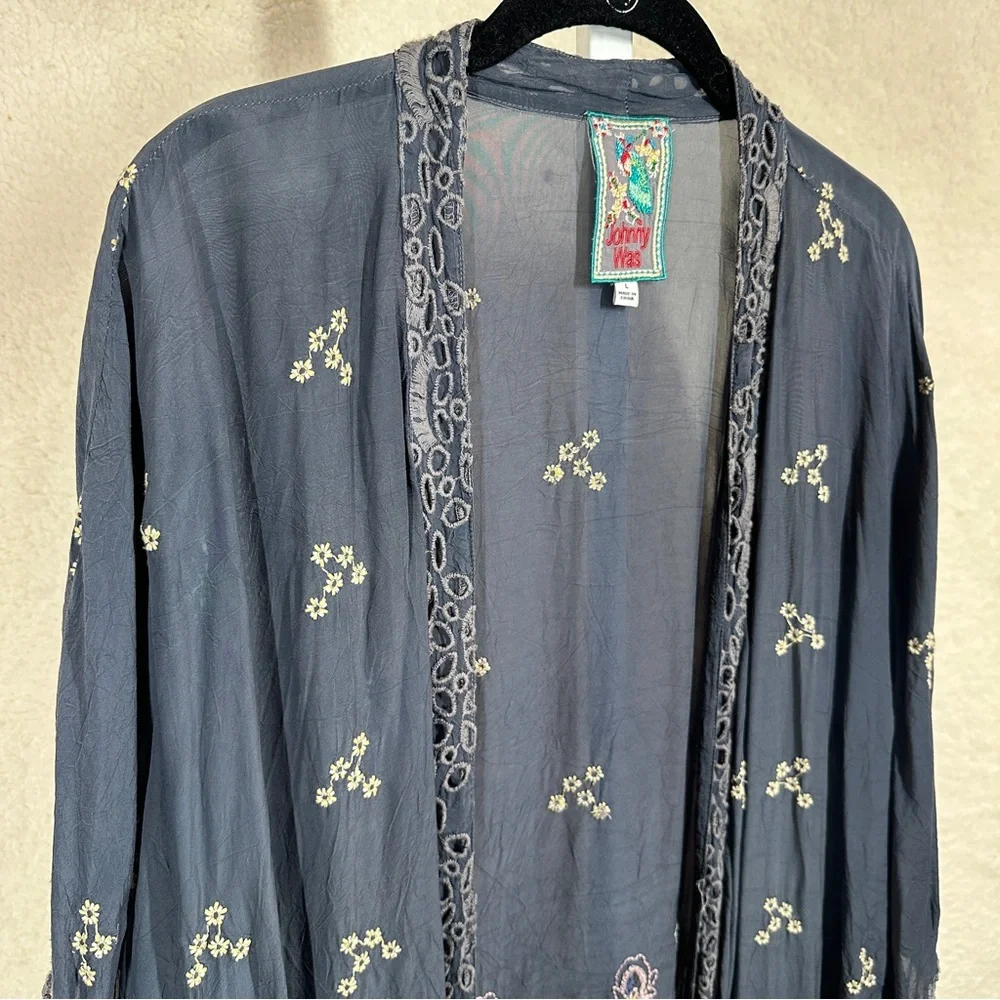 Johnny Was Blue Floral Kimono - Picture 6 of 11